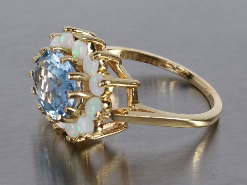 Stunning Natural Opal and Blue Topaz in 14k Gold