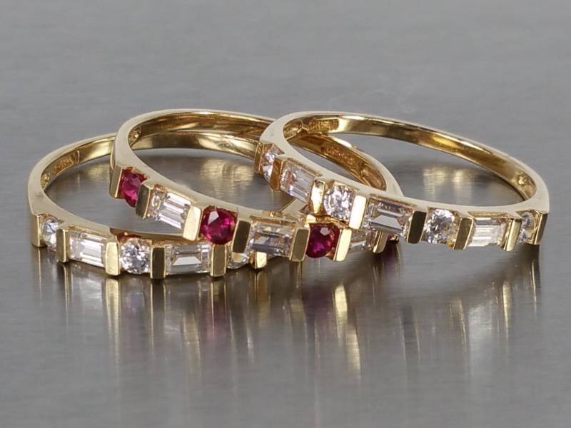 Ladies Ruby Stackable Estate Rings in 14k Gold