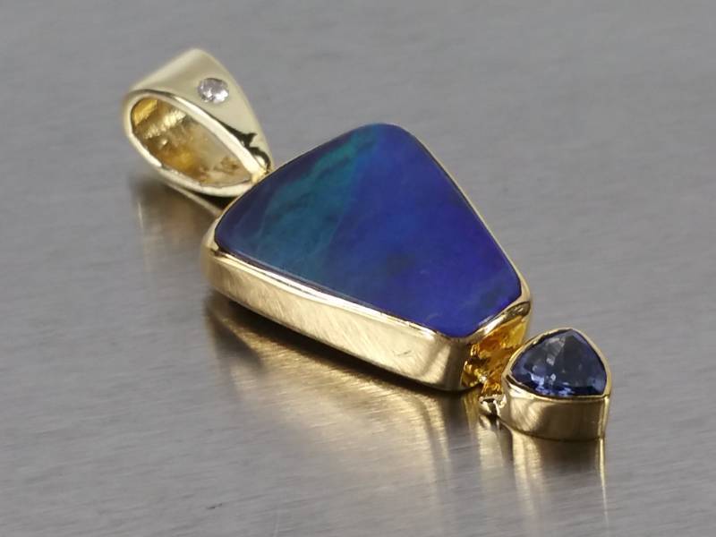 Custom Tanzanite and Diamond Estate Pendant in 18k Gold