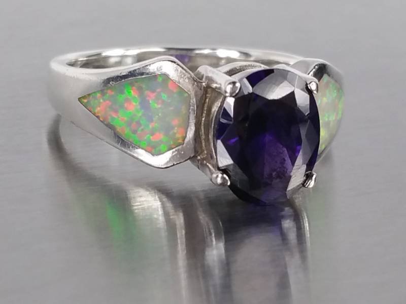 Sparky Opal and Amethyst Estate Ring
