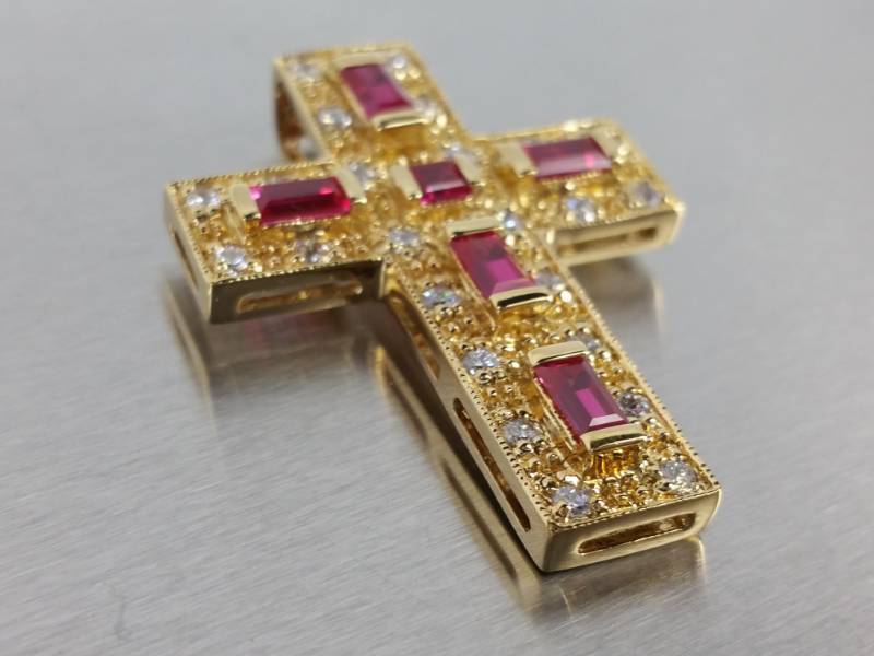 Ladies Ruby Cross Pendant