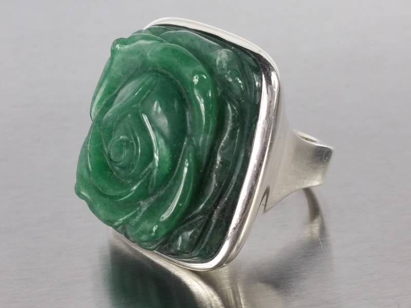 Stunning Natural Jade Custom Estate Ring