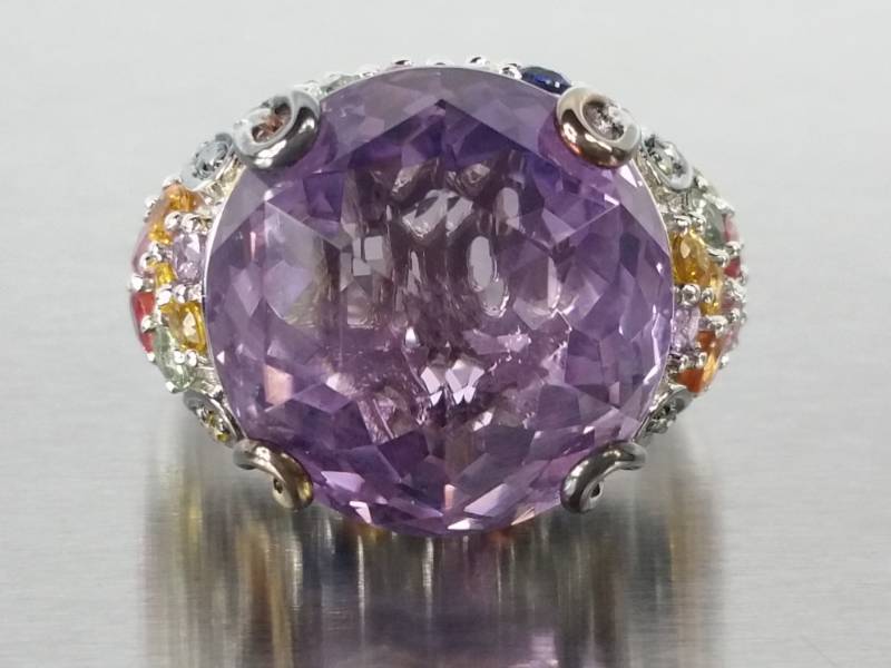 Gorgeous Custom Amethyst, Ruby, Sapphire, Emerald Estate Ring