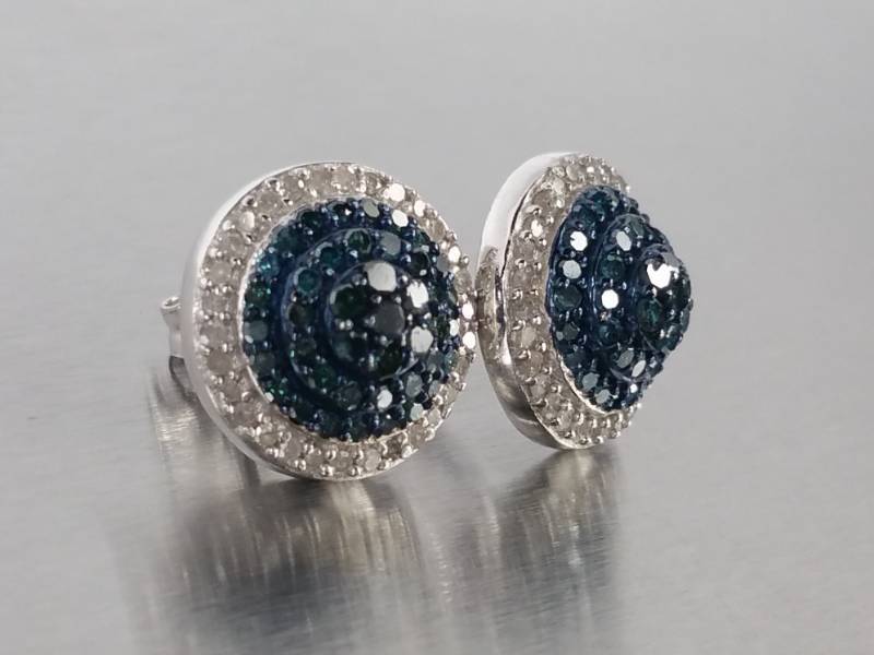 Stunning Blue Diamond Estate Earrings