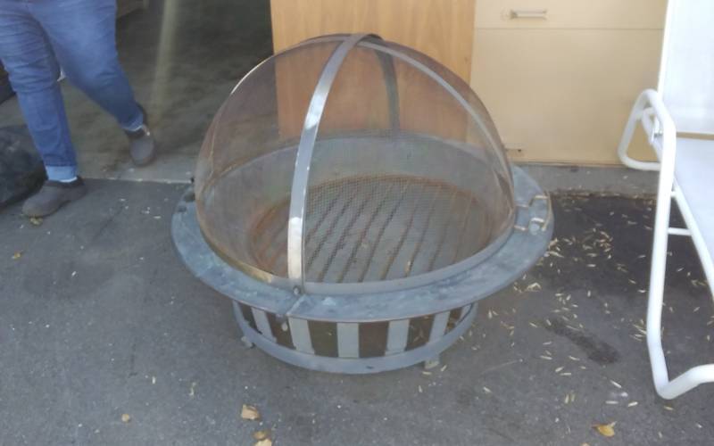 lot 12 image: 26 Inch Fire Bowl With Grate, Lid & Front Gate Cover