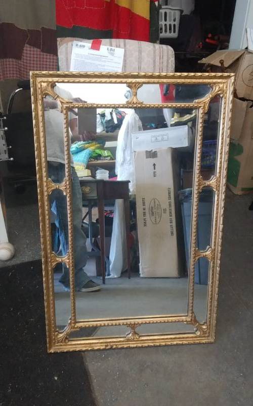 lot 46 image: Ornate Gold Tone Mirror By LaBarge 25x39