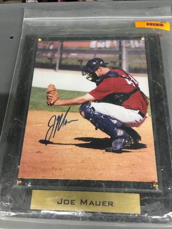 lot 420 image: Autographed Joe Mauer Minor League Plaque
