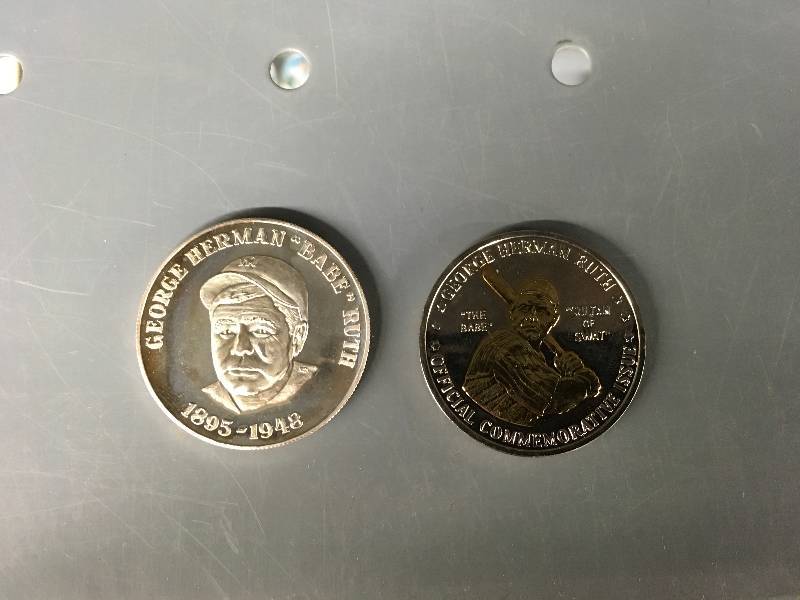 lot 430 image: Two Babe Ruth Collectible Coins - One Is .999 Silver