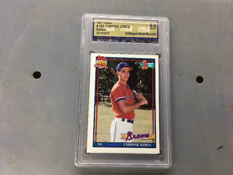 lot 502 image: 1991 Topps #333 Chipper Jones Rookie Card 9 Mint