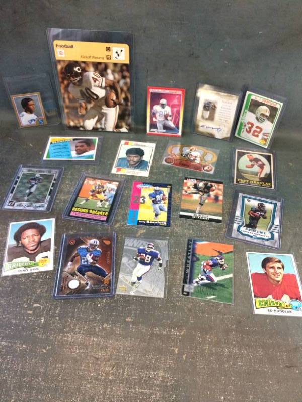 lot 46 image: Football Running Back Cards with Vintage Gale Sayers, O.J. Simpson, & Barry Sanders