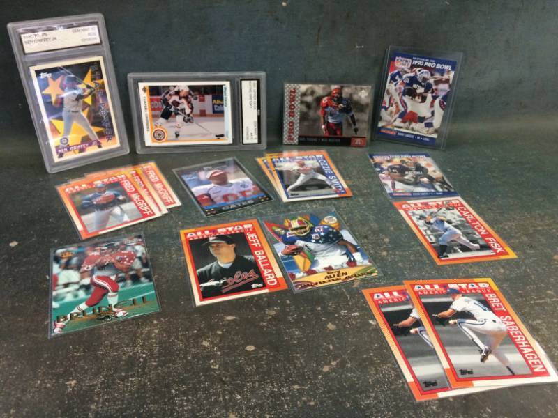 lot 51 image: Sports All Star Cards with Graded-Slabbed Gretzky & Barry Sanders Rookie