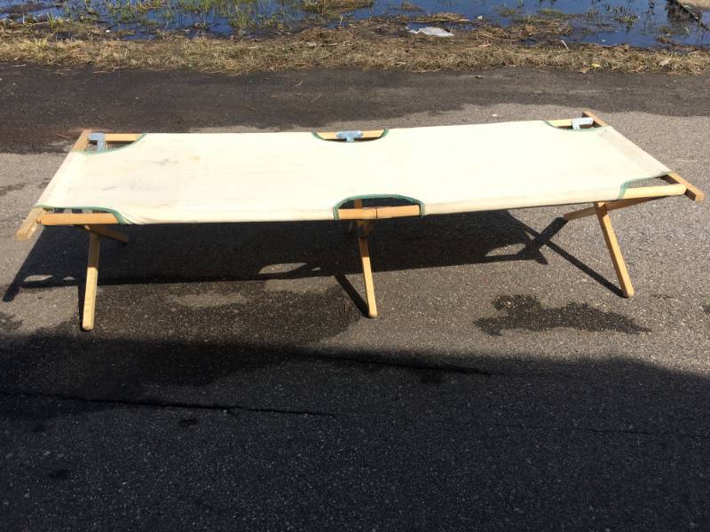 lot 12 image: Wooden Folding Cot
