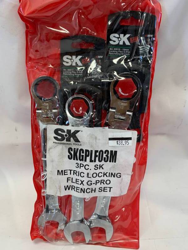 lot 2 image: SK 3pc Metric Locking Flex Wrench Set