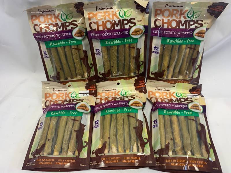 lot 6 image: Lot of 6 Pork Chomps Rawhide Free Dog Treats