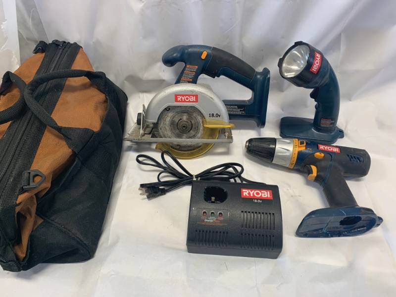 lot 7 image: Ryobi 4pc 18Volt Tool Kit wBag