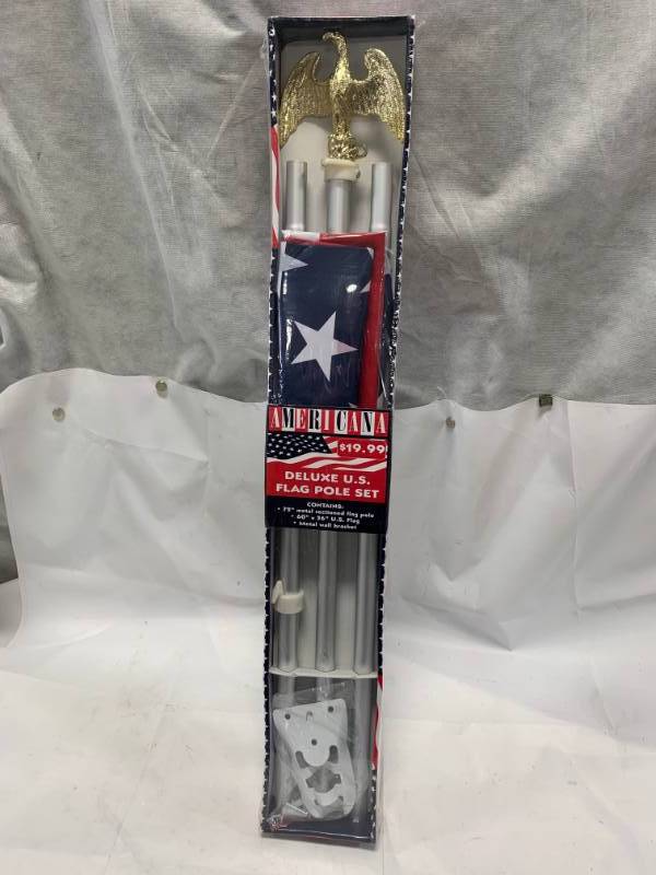 lot 38 image: Deluxe US Flag Pole Set