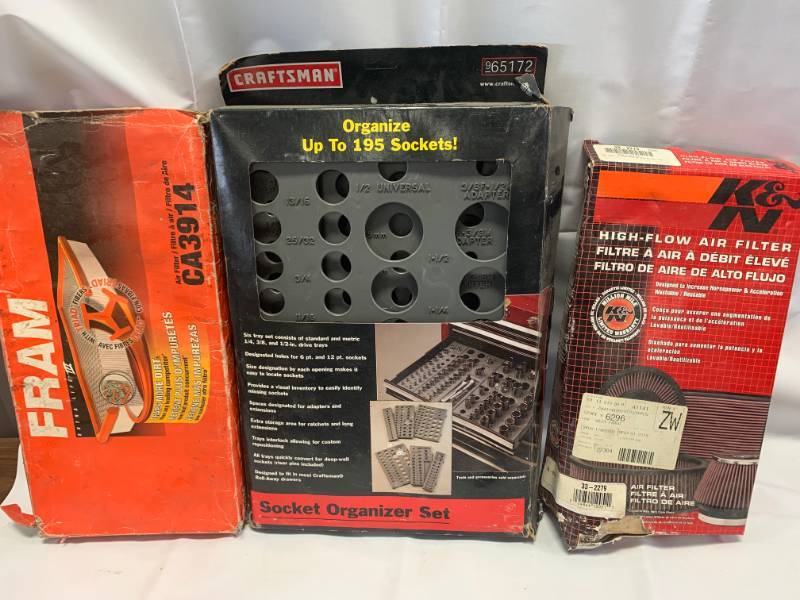lot 89 image: Craftsman Socket Organizer & 2 Filters