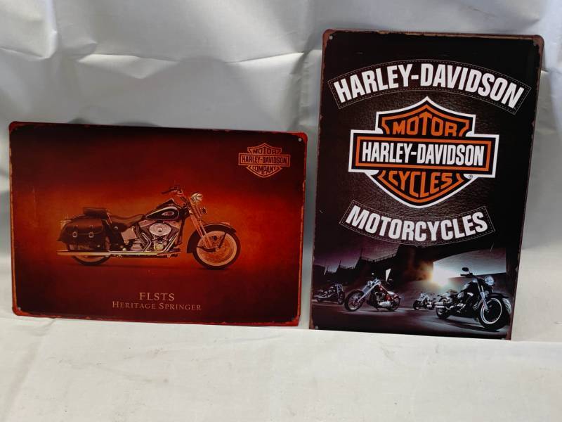 lot 105 image: Lot of 2 Harley Davidson Metal Signs