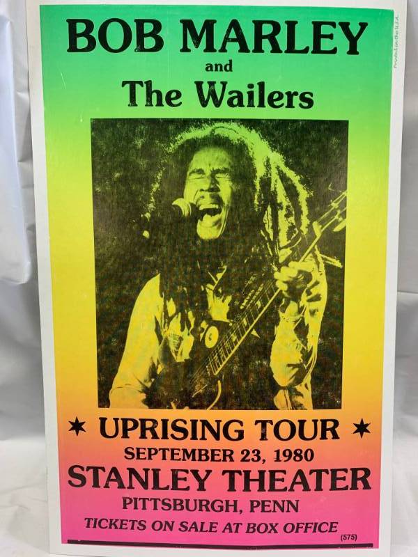 lot 82 image: Bob Marley Concert Poster on Heavy Stock 14 x 22