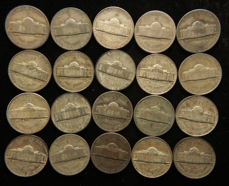 GROUP OF 20 US WWII WARTIME SILVER NICKELS