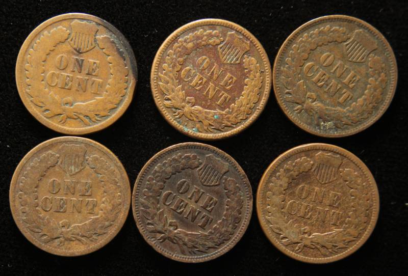 6 INDIAN HEAD CENTS 1882 1884 1890 1903 1906 1907