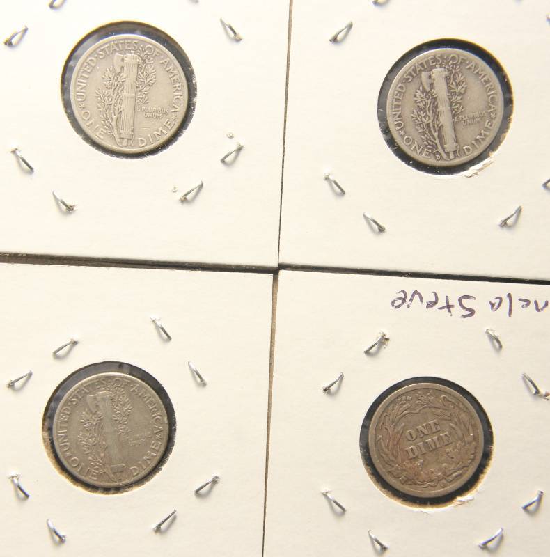4 SILVER DIMES 3 MERCURY 1 BARBER