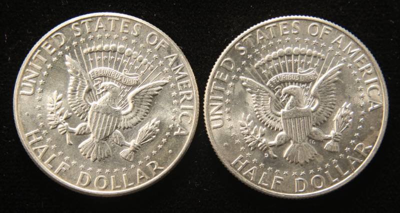 2 BU-UNC 1964 KENNEDY SILVER HALF DOLLARS