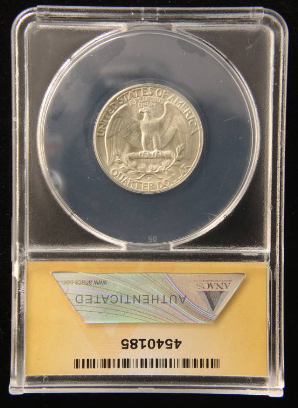 1947-D WASHINGTON SILVER QUARTER MS63 ANACS