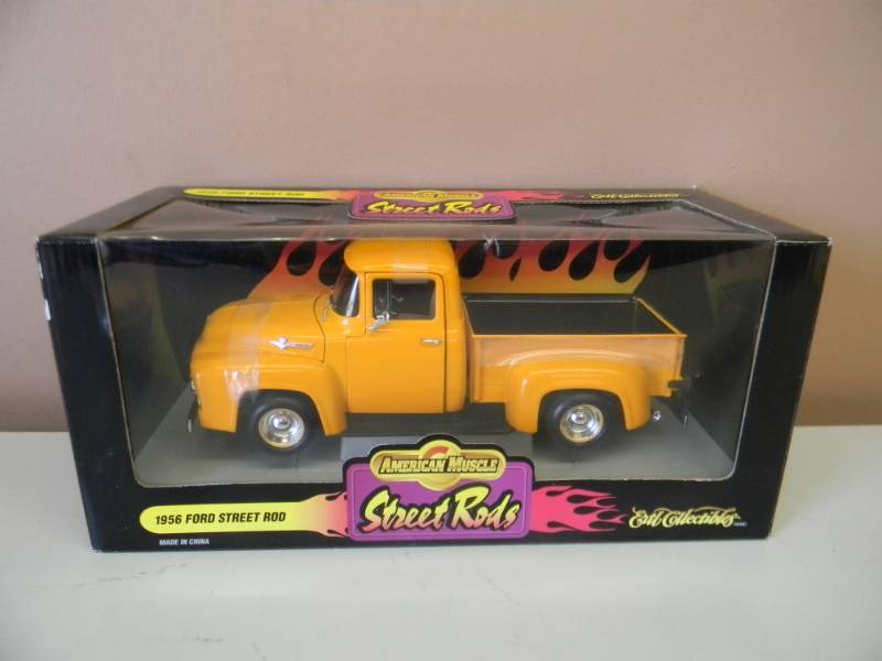 lot 44 image: 118 SCALE 1956 FORD STREET ROD IN MUSTARD YELLOW BY ERTL AMERICAN MUSCLE - AWESOME PIECE - NEW IN BOX - SEE PICTURES