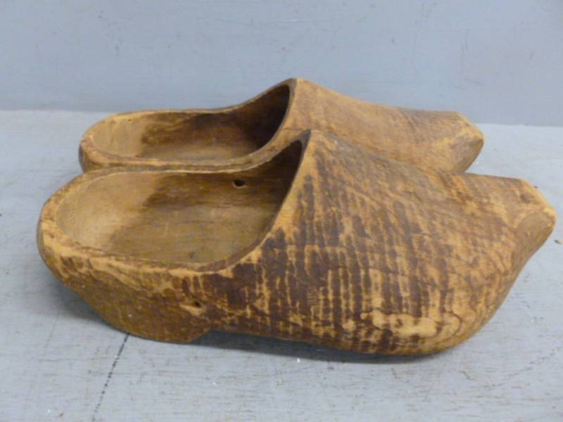 lot 250 image: Antique Wooden Shoes