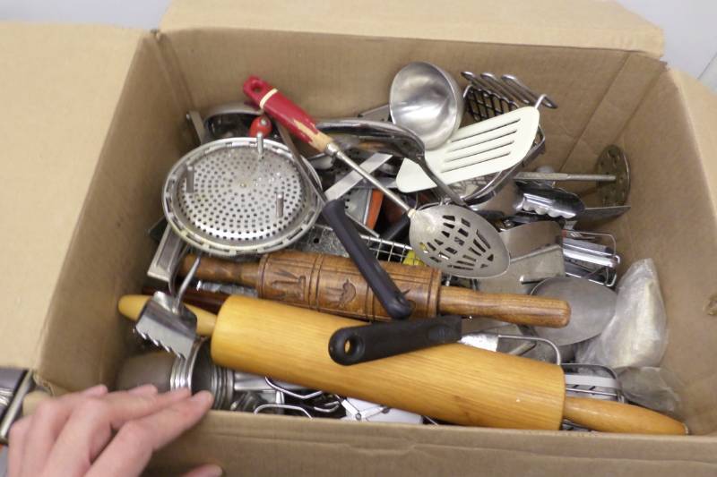 lot 69 image: Box of Vintage Cooking Utensils