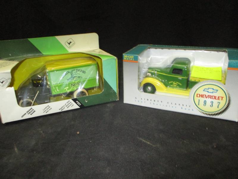 lot 31 image: John Deere #101 Truck Bank and John Deere 27Chevy