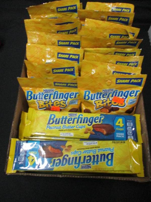 lot 189 image: 31 Packs of Butter Finger bags of treats and a few candy bars