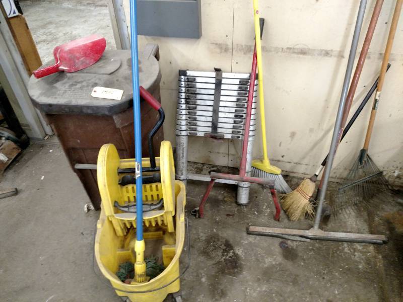 lot 155 image: Mop Bucket, Ladder, & Misc....