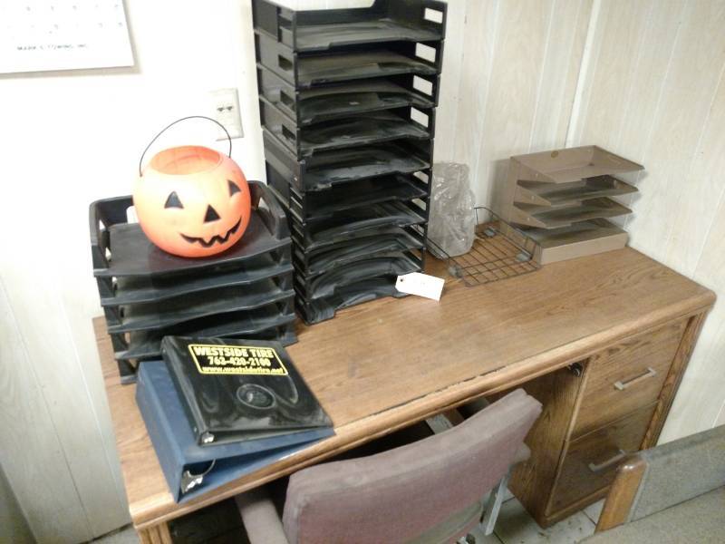 lot 189 image: Desk, (4) Chairs, & Misc....