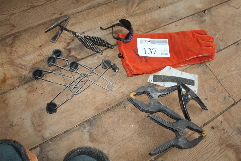 lot 137 image: Welding Accessories - Lighters, Clamps, Hammers, Glasses, Gloves