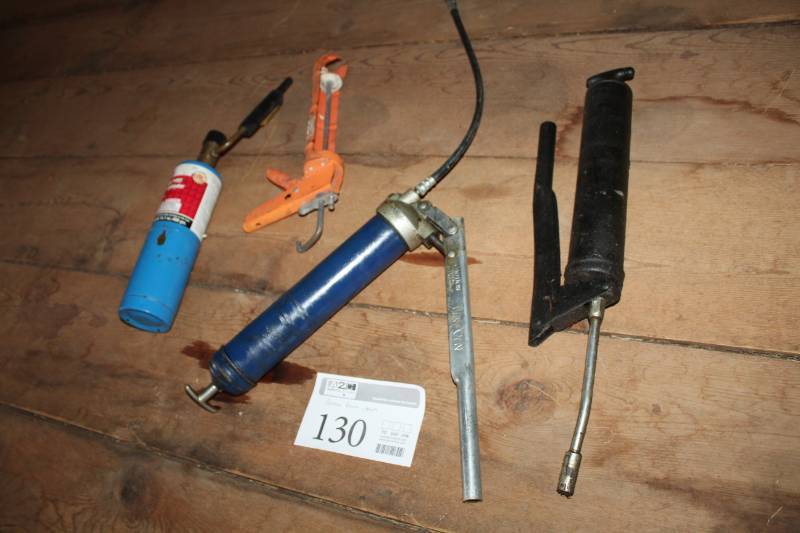 lot 130 image: Grease Gun, Hand Torch