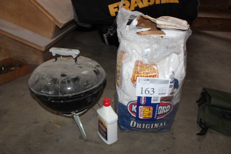 lot 163 image: Small Kettle Charcoal Grill with 2-Bags Kingsford Charcoal, Lighter Fluid