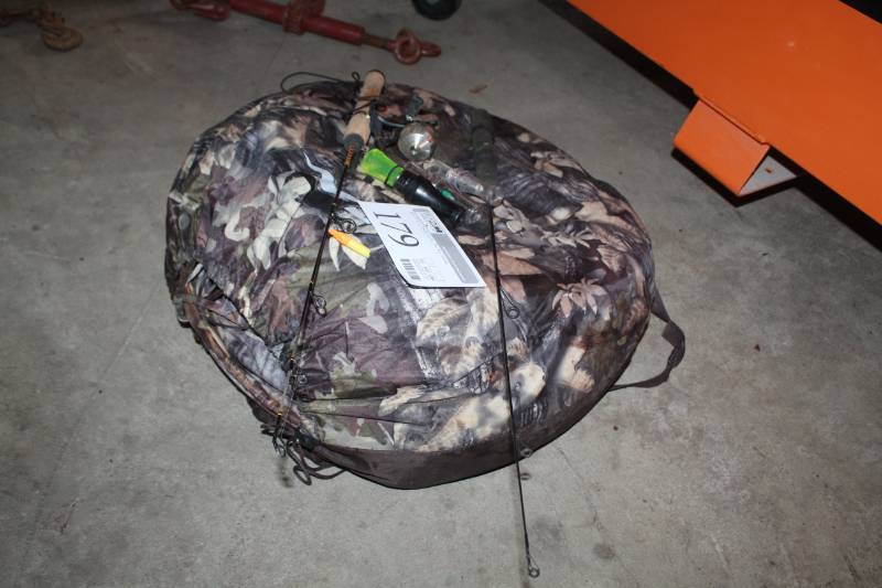 lot 179 image: Fishing Poles, Duck Calls, Turkey Blind