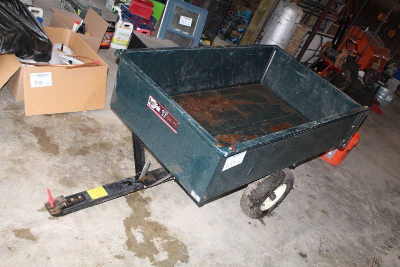 lot 153 image: Agri-fab Rider Lawn Mower 17-cu.ft. Box Trailer Attachment