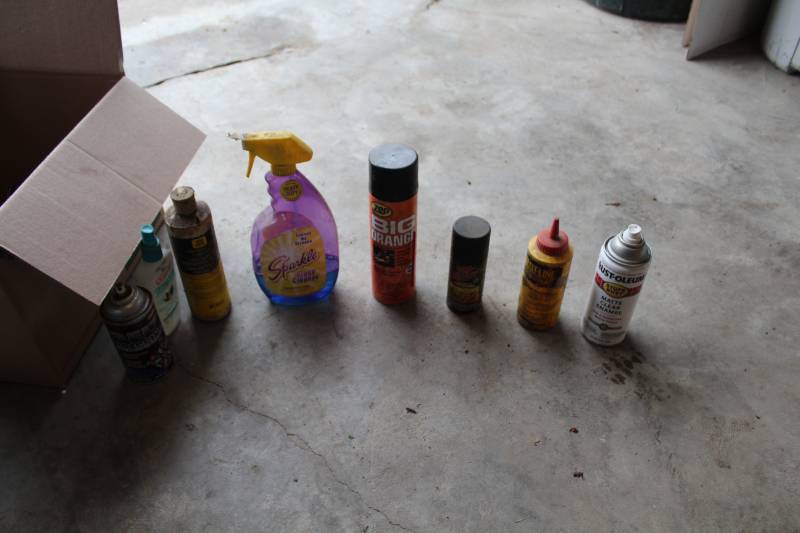 lot 208 image: Brake Parts Cleaner, Engine Degreaser, Glass Cleaner, Rust-oleum Paint, and Car Chemicals
