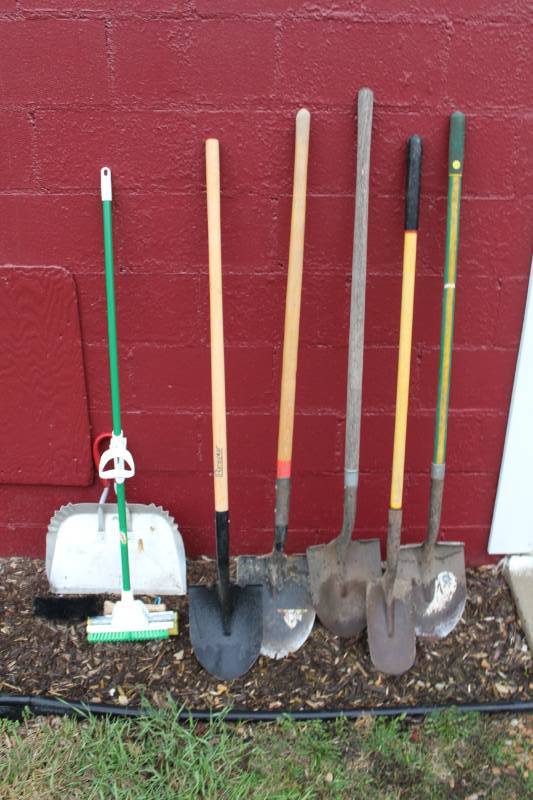 lot 220 image: Dust Broom, Mop, Spades