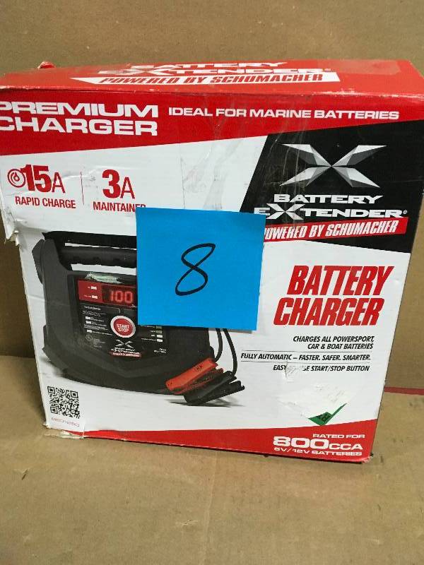 lot 8 image: Schumacher Battery Extender 6-Volt or 12-Volt, 15 Amp Battery ChargerMaintainer  in good condition