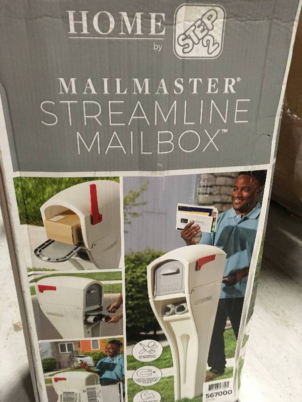 lot 14 image: Step2 Mail Master Streamline White OverPost Mounted Plastic Mailbox  in good condition