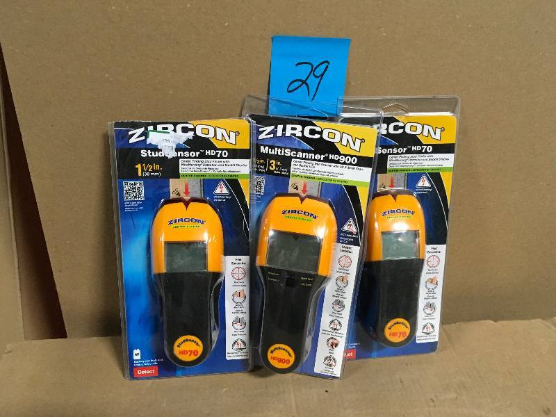 lot 29 image: LOT OF 3 ZIRCON STUDSENSOR HD70 (2) & ZIRCON MULTISCANNER HD900 (1)  in good condition