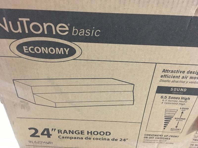 lot 66 image: NuTone RL6200 Series 24 in. Ductless Under Cabinet Range Hood with Light in White  in good condition