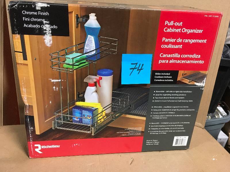 lot 74 image: Richelieu Chrome Pull-Out Cabinet Organizer  in good condition