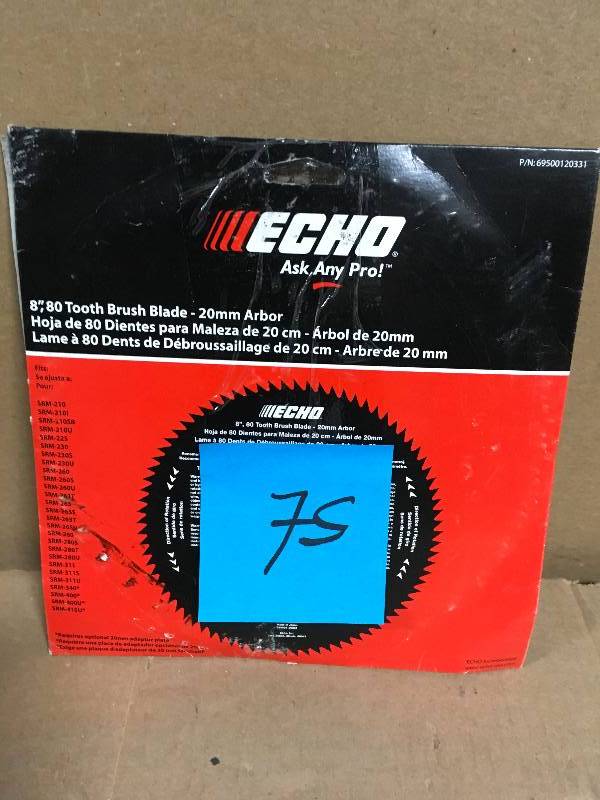 lot 75 image: ECHO 8 in. 80-Tooth Brush Blade (20 mm)  in good condition