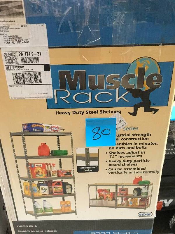 lot 80 image: edsal 72-in H x 36-in W x 18-in D 5-Tier Steel Freestanding Shelving Unit  in good condition