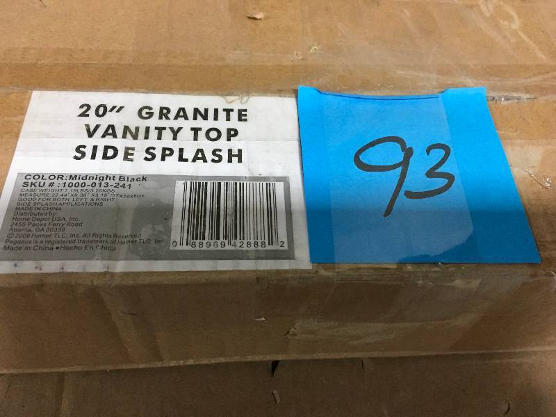 lot 93 image: Pegasus Counter Tops 20 in. Granite Sidesplash in Midnight  in good condition